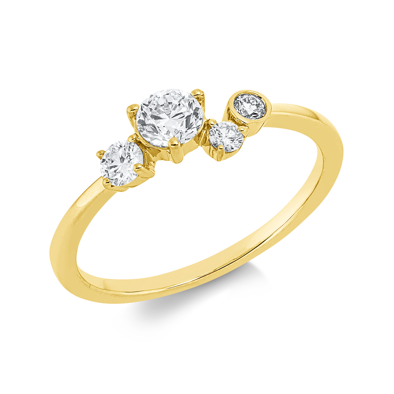 Ring    aus 750/-18 Karat Gelbgold mit 4 Diamanten 0