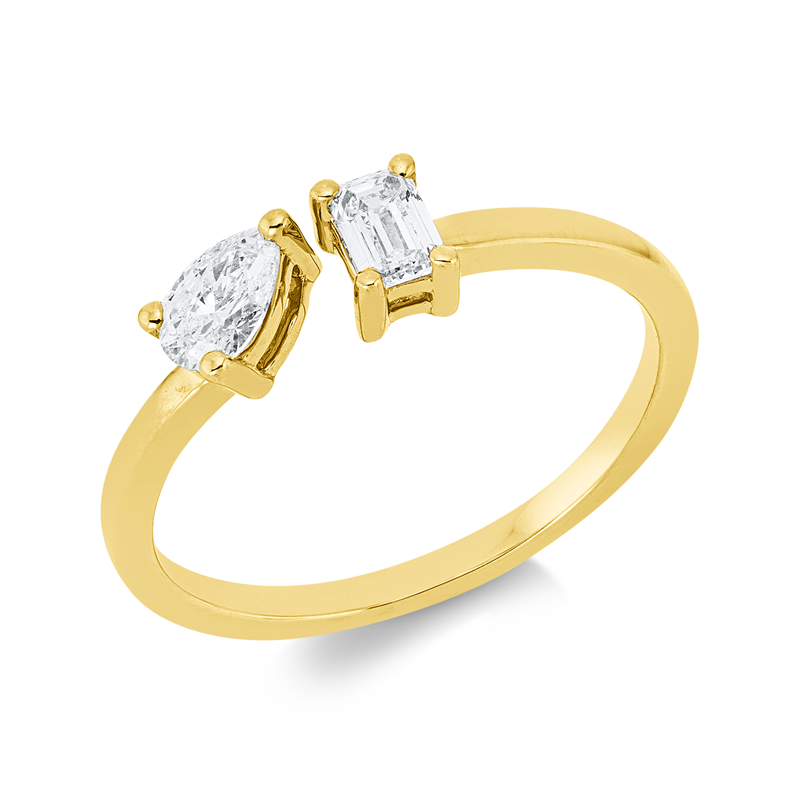 Ring    aus 750/-18 Karat Gelbgold mit 2 Diamanten 0