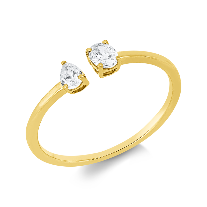 Ring    aus 750/-18 Karat Gelbgold mit 2 Diamanten 0