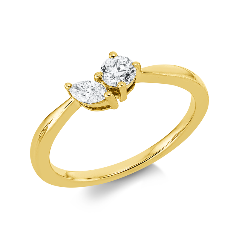 Ring    aus 750/-18 Karat Gelbgold mit 2 Diamanten 0