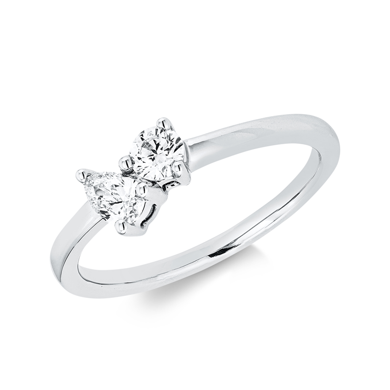 Ring    aus 750/-18 Karat Weißgold mit 2 Diamanten 0