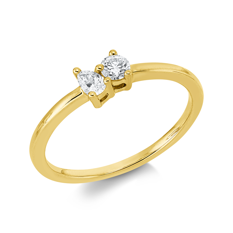 Ring    aus 750/-18 Karat Gelbgold mit 2 Diamanten 0