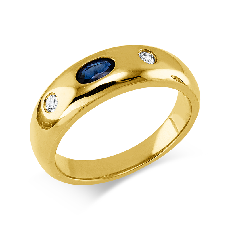 Ring mit Saphir  aus 750/-18 Karat Gelbgold mit 2 Diamanten 0