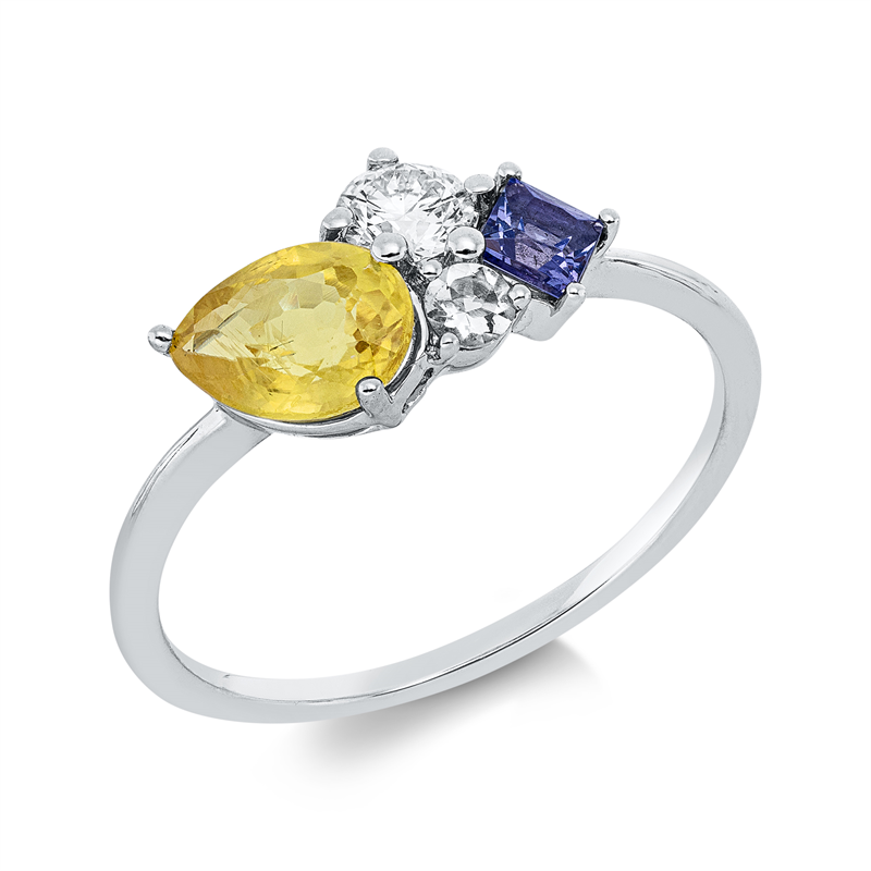 Ring mit Aquamarin  aus 750/-18 Karat Weißgold mit 1 Diamant 0