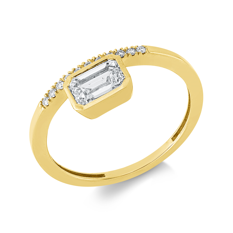 Ring    aus 585/-14 Karat Gelbgold mit 12 Diamanten 0