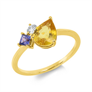 Ring mit Tansanit  aus 750/-18 Karat Gelbgold mit 1 Diamant 0