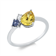 Ring mit Saphir  aus 750/-18 Karat Weißgold mit 1 Diamant 0