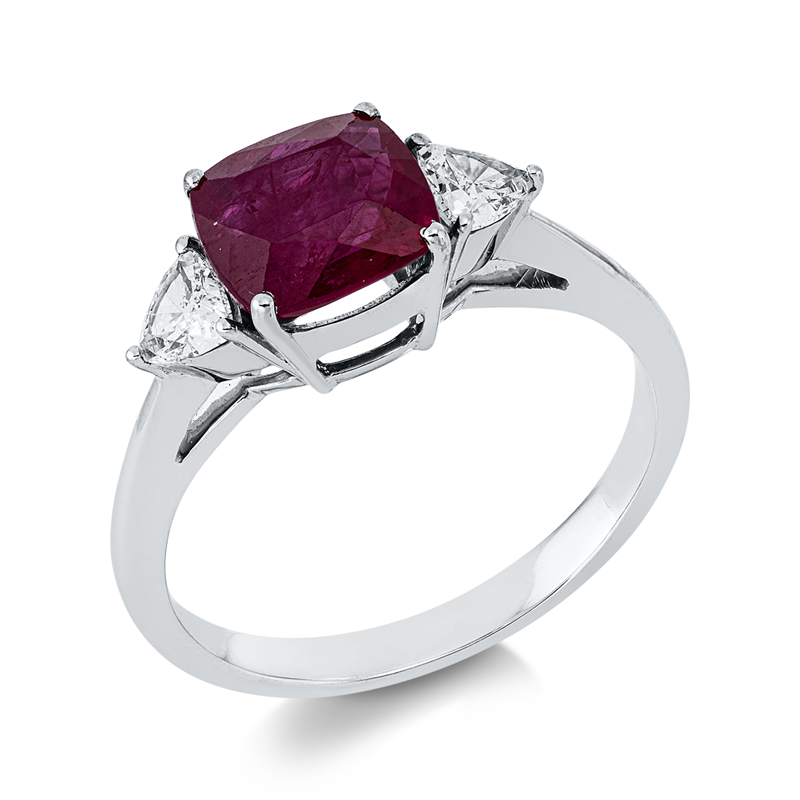 Ring mit Rubin  aus 750/-18 Karat Weißgold mit 2 Diamanten 0