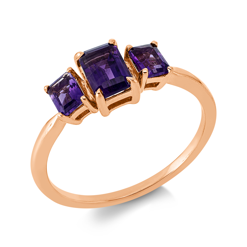 Ring mit Amethyst  aus 750/-18 Karat Rotgold  