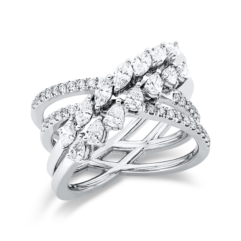 Ring    aus 750/-18 Karat Weißgold mit 50 Diamanten 1