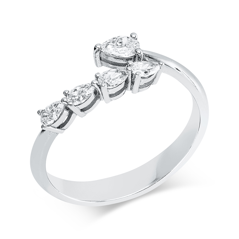 Ring    aus 750/-18 Karat Weißgold mit 5 Diamanten 0
