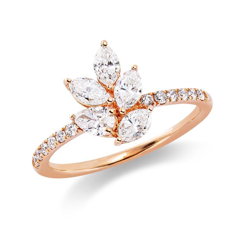 Ring    aus 750/-18 Karat Rotgold mit 17 Diamanten 0