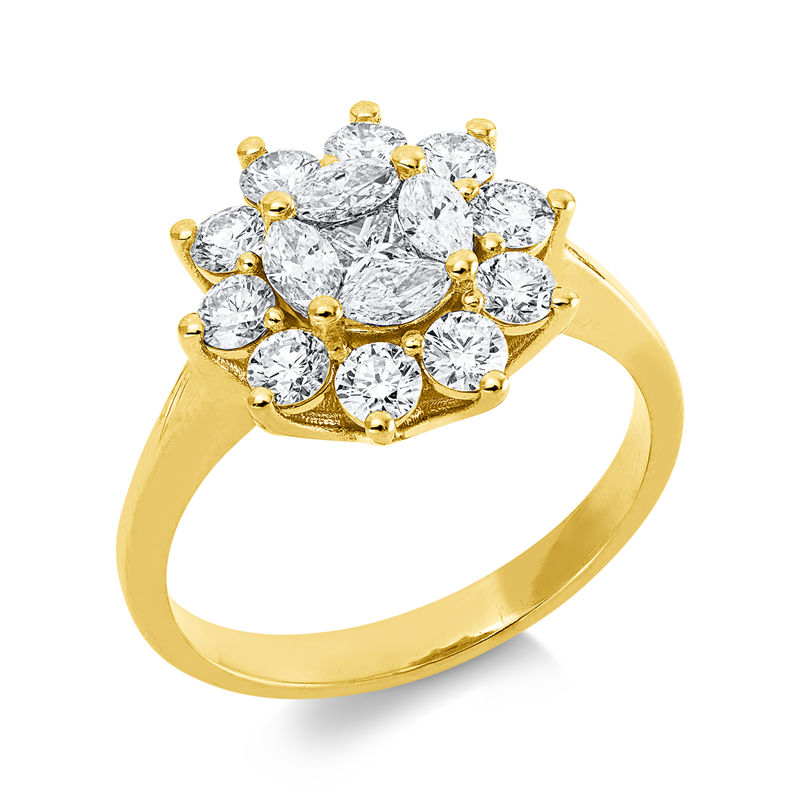 Ring    aus 750/-18 Karat Gelbgold mit 15 Diamanten 1