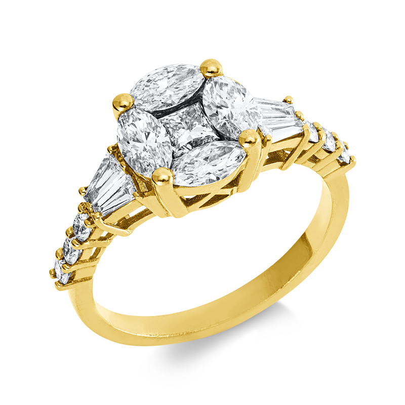 Ring    aus 750/-18 Karat Gelbgold mit 15 Diamanten 1