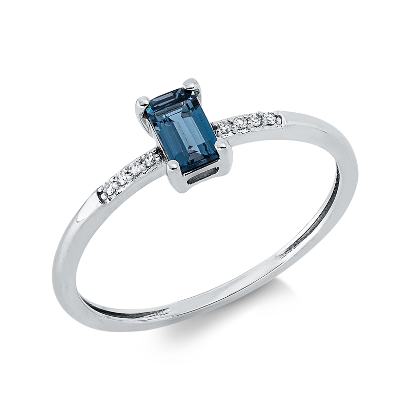 Ring mit Topas  aus 750/-18 Karat Weißgold mit 8 Diamanten 0
