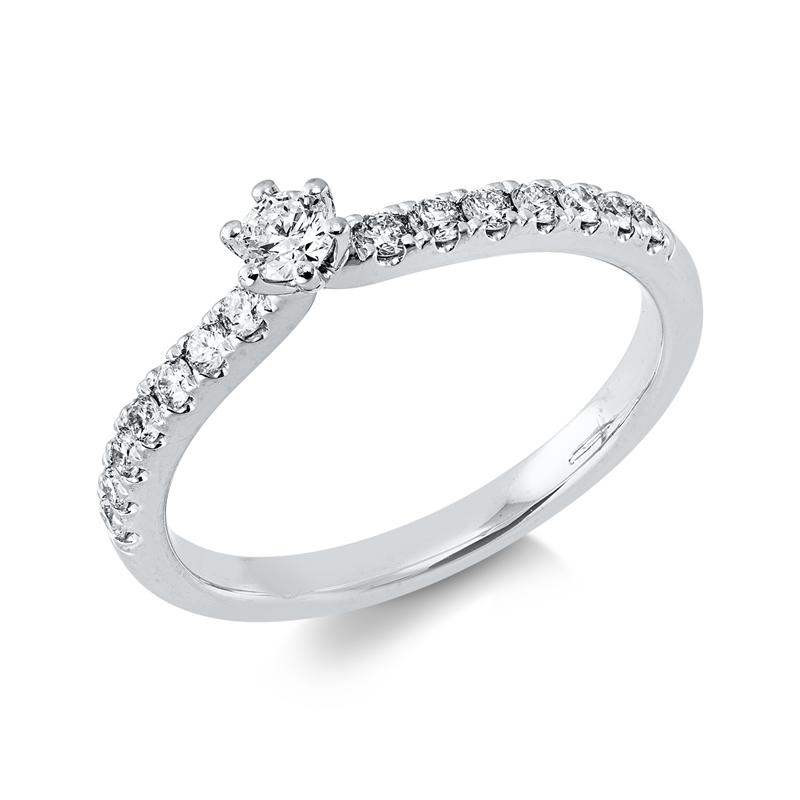 Ring    aus 585/-14 Karat Weißgold mit 15 Diamanten 0