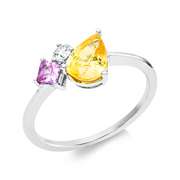 Ring mit Saphir  aus 750/-18 Karat Weißgold mit 1 Diamant 0