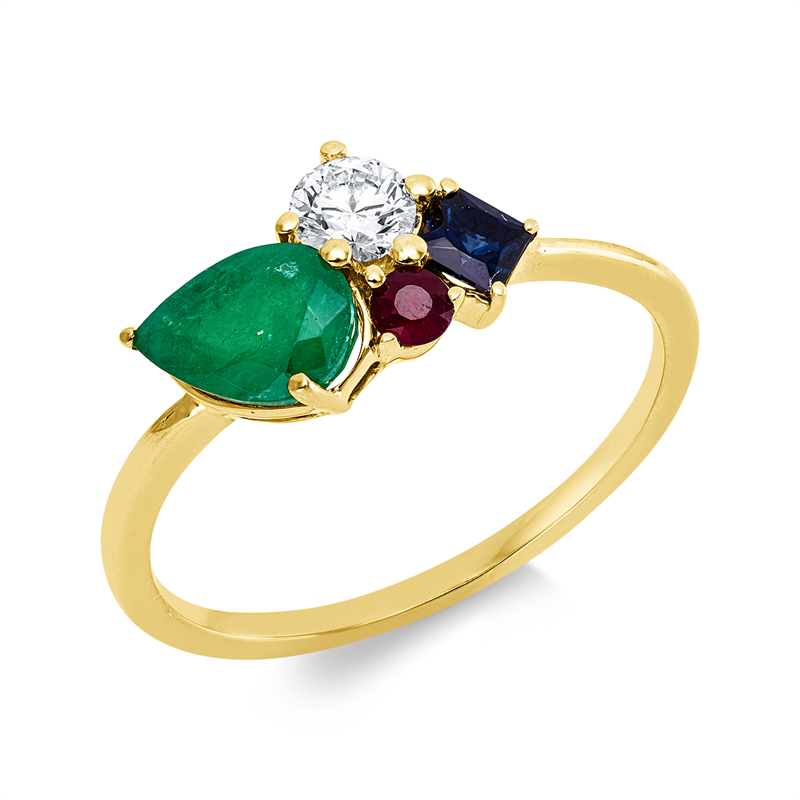 Ring mit Rubin  aus 750/-18 Karat Gelbgold mit 1 Diamant 0
