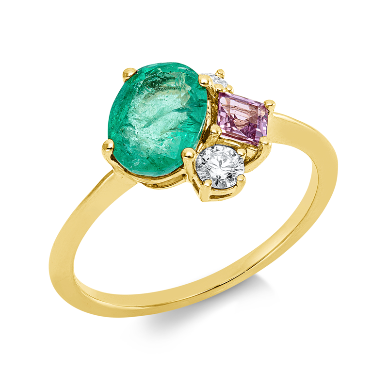 Ring mit Saphir  aus 750/-18 Karat Gelbgold mit 2 Diamanten 0