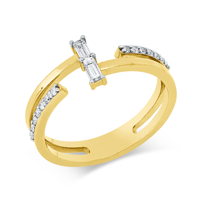 Ring    aus 750/-18 Karat Gelbgold / Weißgold mit 16 Diamanten 0