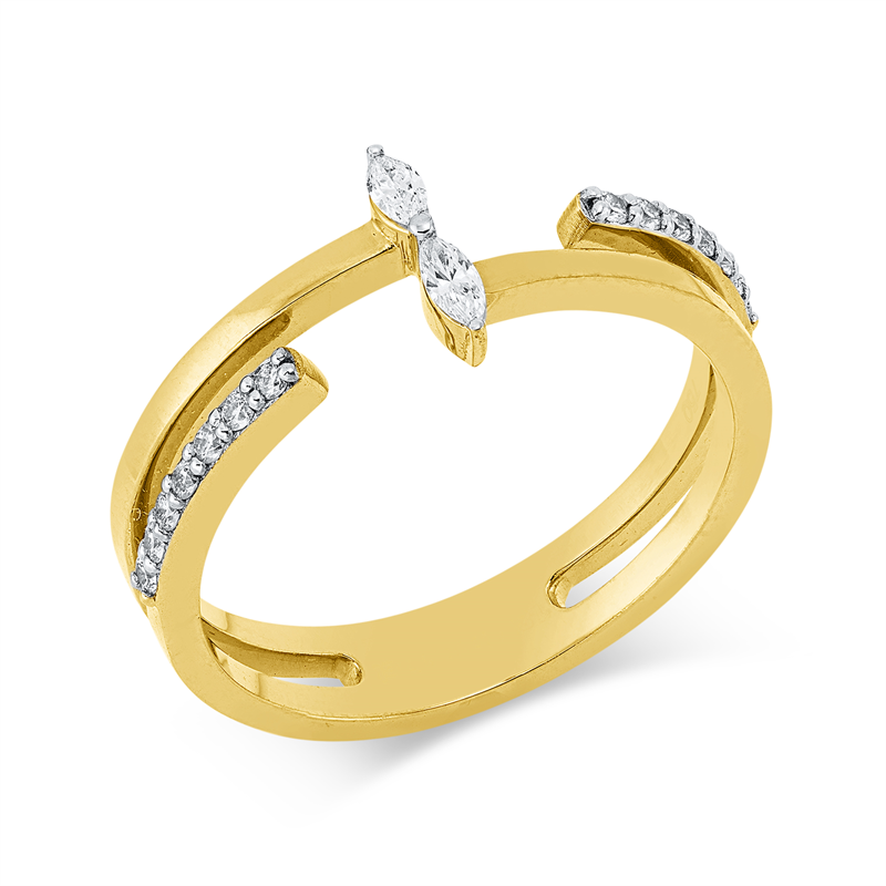 Ring    aus 750/-18 Karat Gelbgold / Weißgold mit 16 Diamanten 0