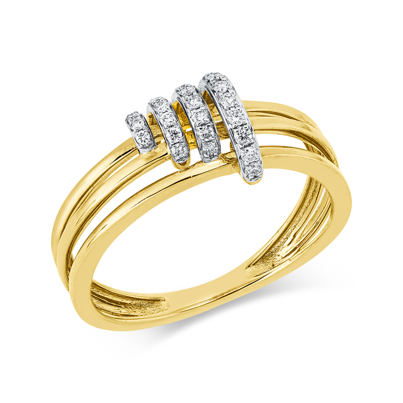 Ring    aus 750/-18 Karat Gelbgold / Weißgold mit 26 Diamanten 0