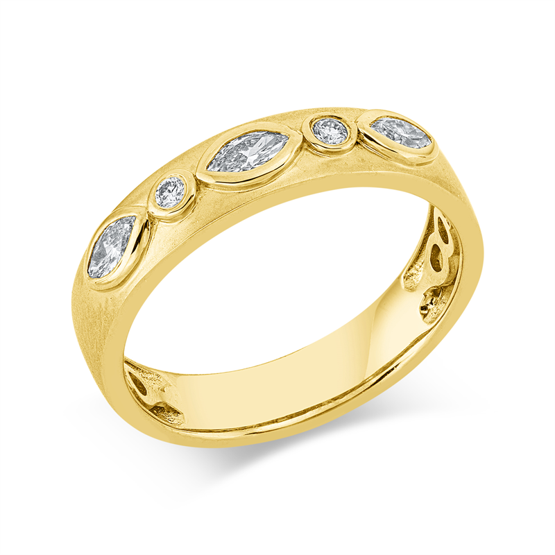 Ring    aus 585/-14 Karat Gelbgold mit 5 Diamanten 0