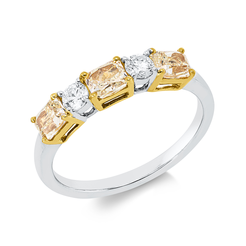 Ring    aus 750/-18 Karat Weißgold / Gelbgold mit 5 Diamanten 1