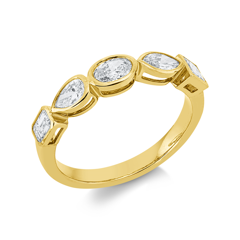Ring    aus 750/-18 Karat Gelbgold mit 5 Diamanten 1 ct