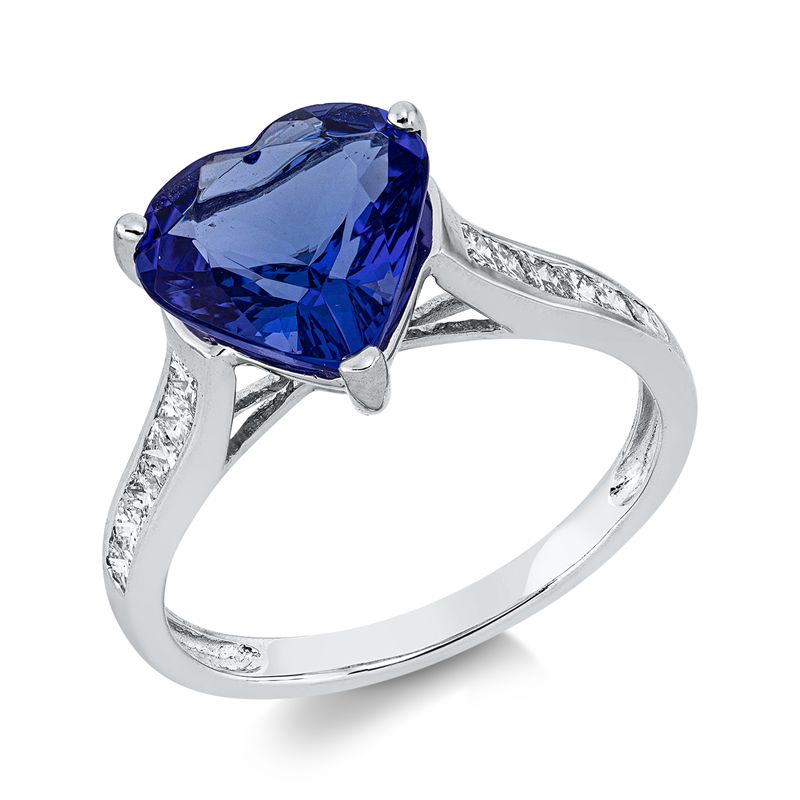 Ring mit Tansanit  aus 750/-18 Karat Weißgold mit 12 Diamanten 0