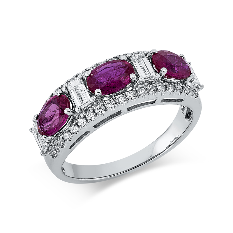 Ring mit Rubin  aus 750/-18 Karat Weißgold mit 42 Diamanten 0