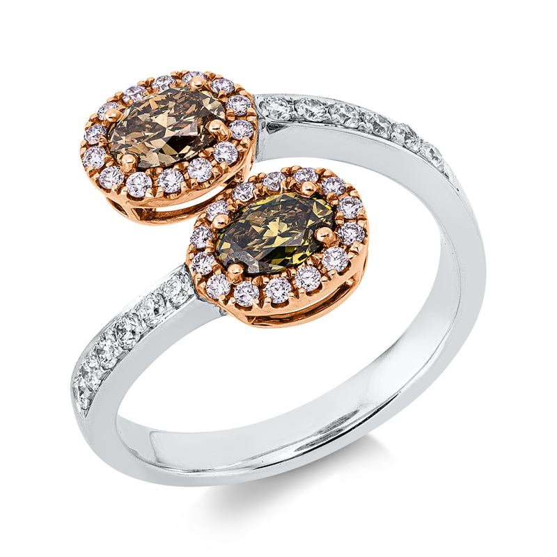 Ring    aus 750/-18 Karat Weißgold / Rotgold mit 42 Diamanten 1