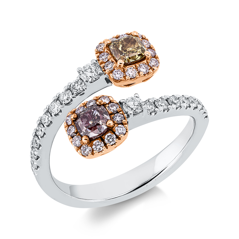Ring    aus 750/-18 Karat Weißgold / Gelbgold / Rotgold mit 45 Diamanten 1