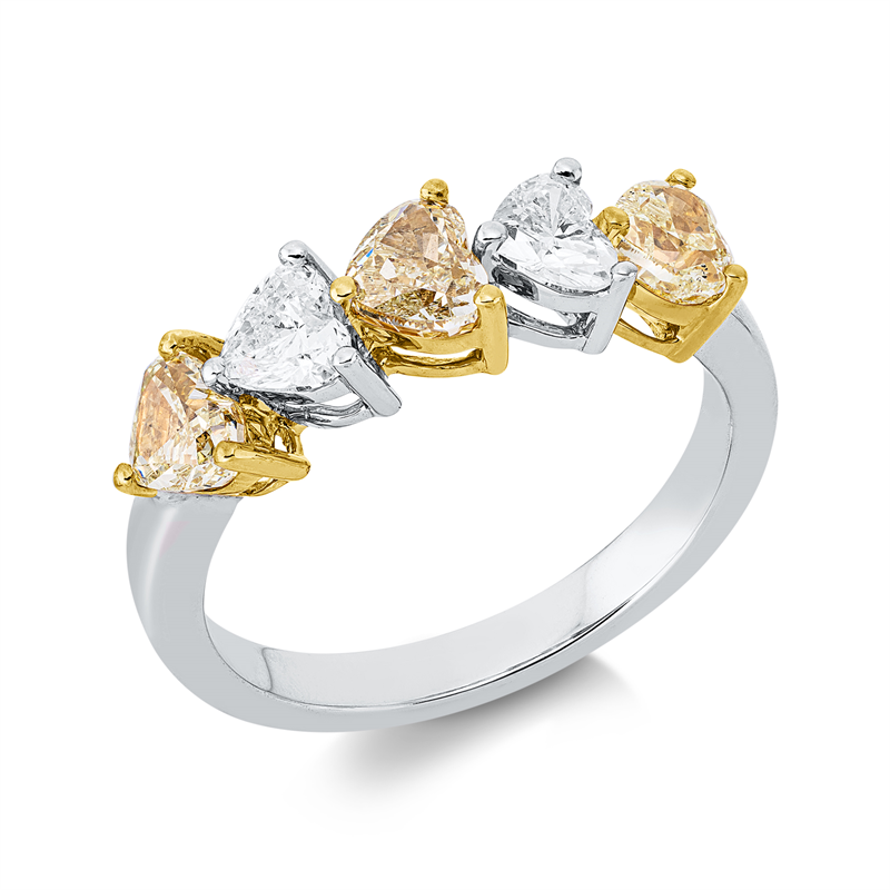Ring    aus 750/-18 Karat Weißgold / Gelbgold mit 5 Diamanten 1