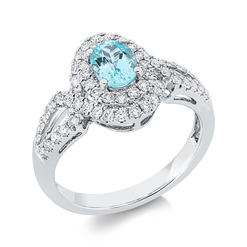 Ring mit Paraiba  aus 750/-18 Karat Weißgold mit 58 Diamanten 0