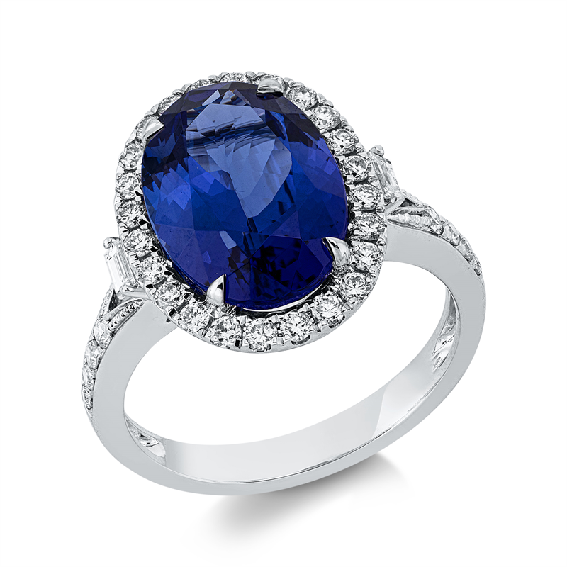 Ring mit Tansanit  aus 750/-18 Karat Weißgold mit 34 Diamanten 0