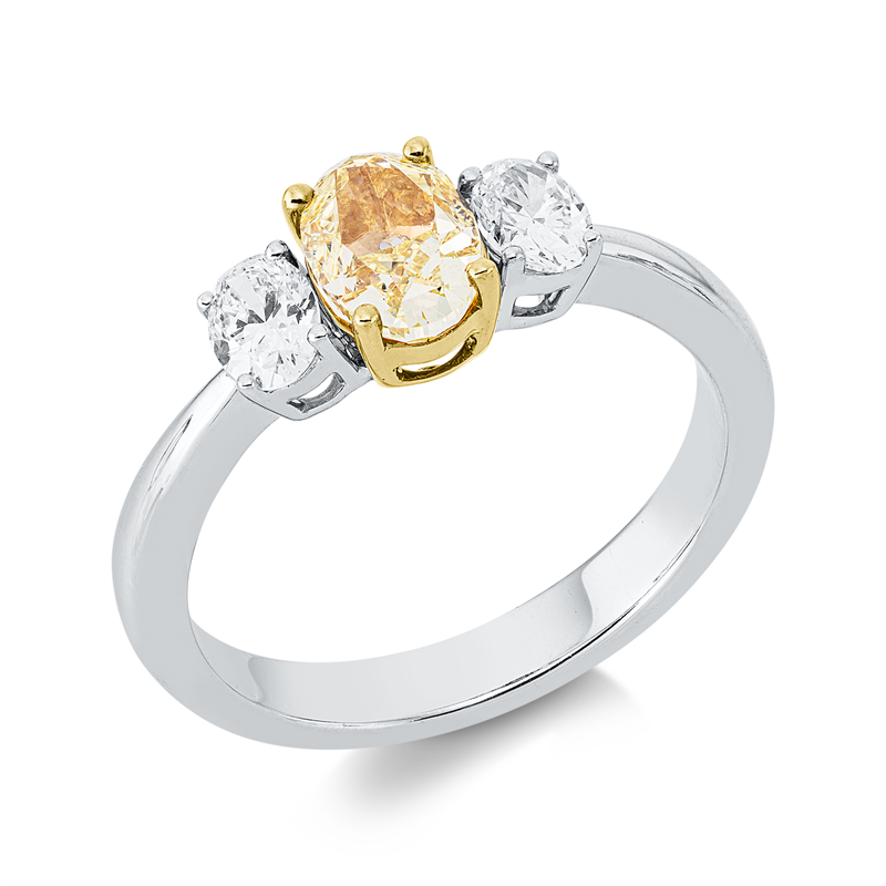 Ring    aus 750/-18 Karat Weißgold / Gelbgold mit 3 Diamanten 1
