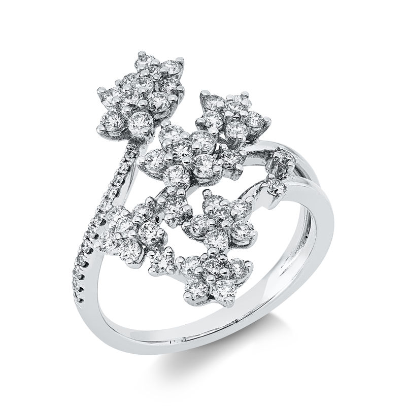 Ring    aus 750/-18 Karat Weißgold mit 57 Diamanten 1 ct