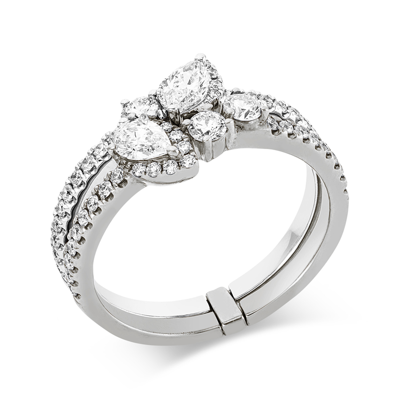 Ring    aus 750/-18 Karat Weißgold mit 55 Diamanten 0