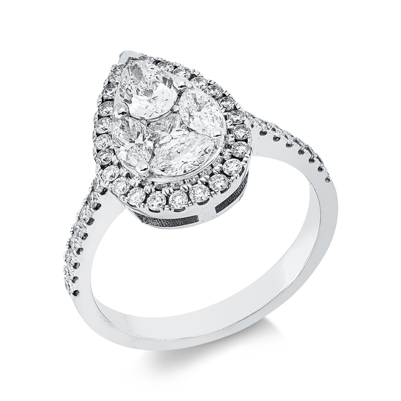Ring    aus 750/-18 Karat Weißgold mit 45 Diamanten 1