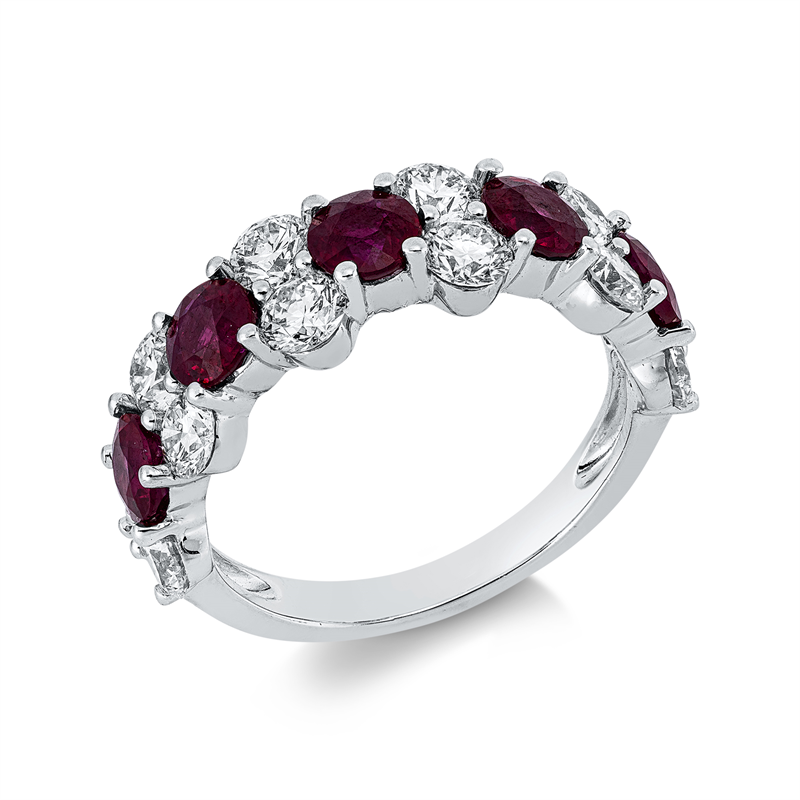 Ring mit Rubin  aus 750/-18 Karat Weißgold mit 12 Diamanten 1