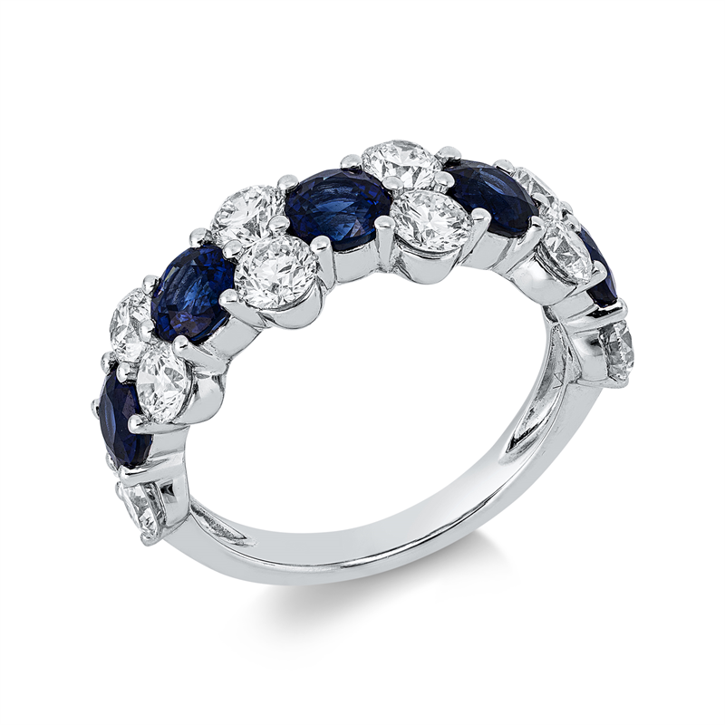 Ring mit Saphir  aus 750/-18 Karat Weißgold mit 12 Diamanten 1
