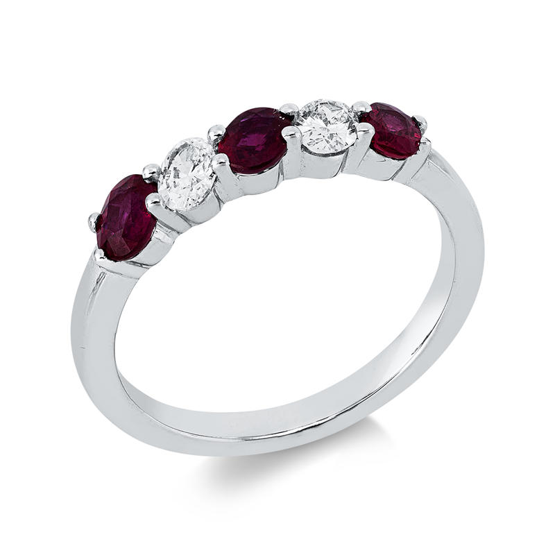 Ring mit Rubin  aus 750/-18 Karat Weißgold mit 2 Diamanten 0