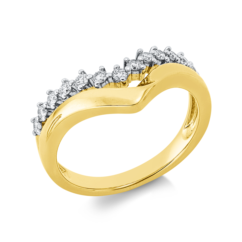 Ring    aus 585/-14 Karat Gelbgold / Weißgold mit 13 Diamanten 0