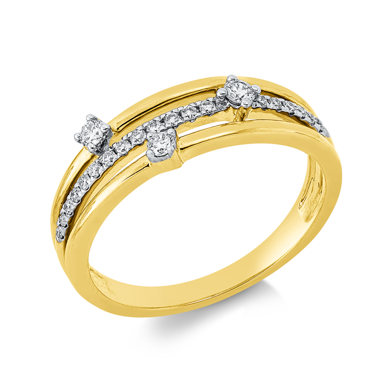 Ring    aus 585/-14 Karat Gelbgold / Weißgold mit 22 Diamanten 0