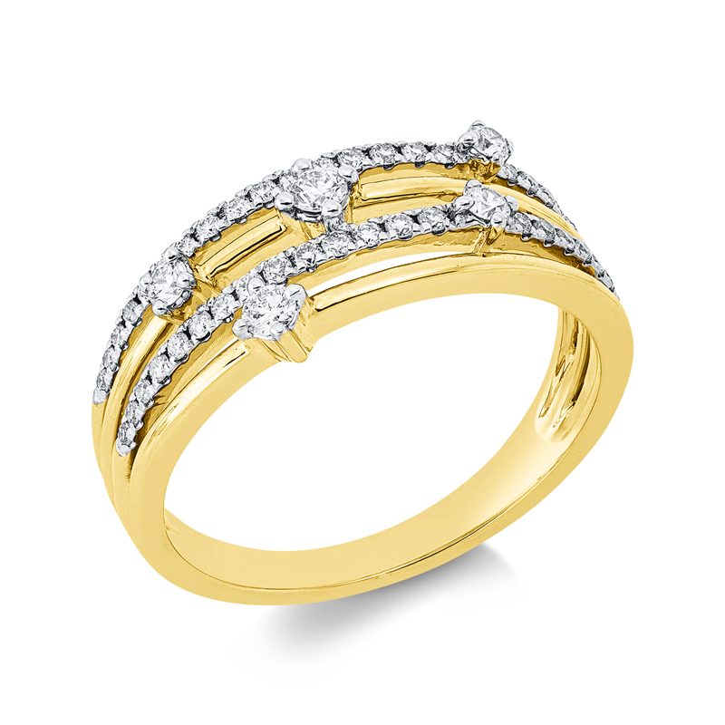 Ring    aus 585/-14 Karat Gelbgold / Weißgold mit 48 Diamanten 0
