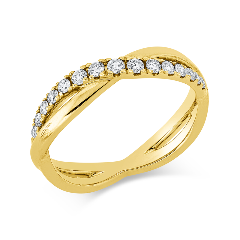 Ring    aus 585/-14 Karat Gelbgold mit 15 Diamanten 0