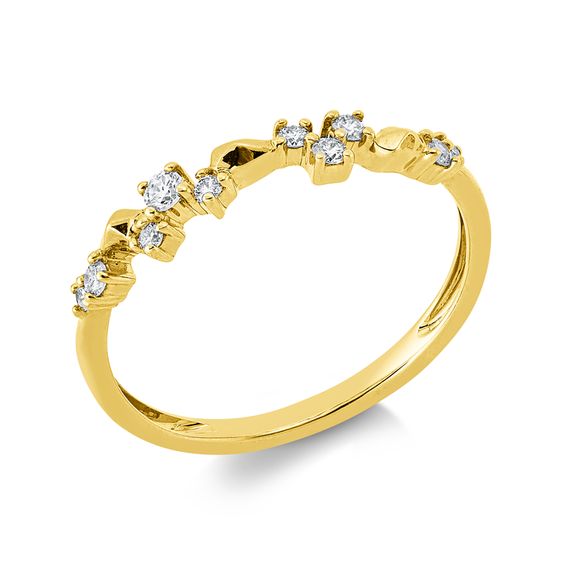 Ring    aus 585/-14 Karat Gelbgold mit 10 Diamanten 0