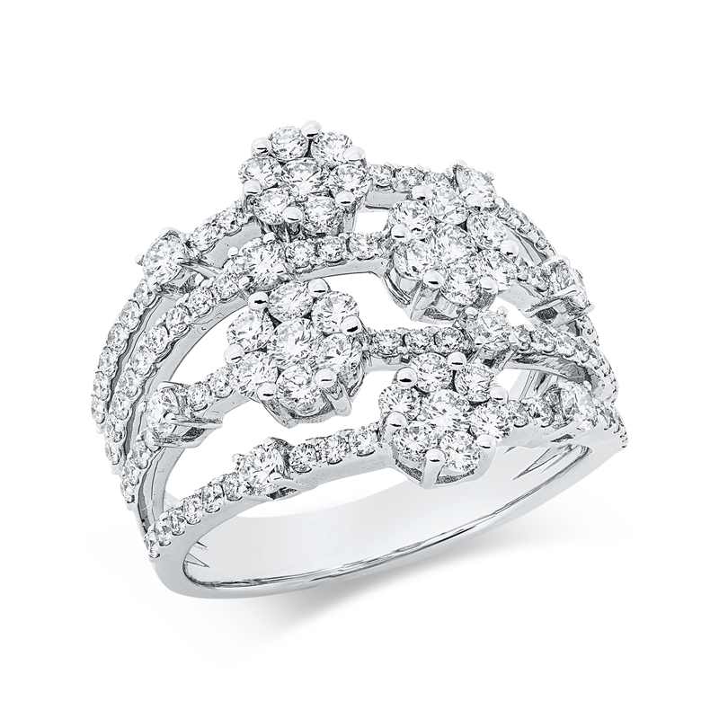 Ring    aus 750/-18 Karat Weißgold mit 106 Diamanten 1