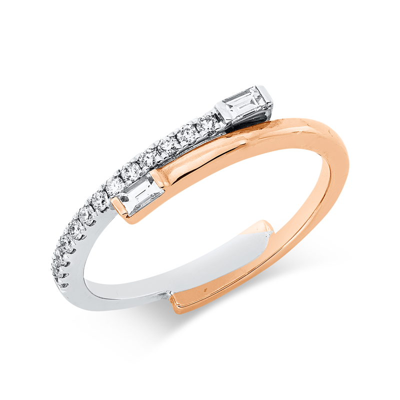 Ring    aus 750/-18 Karat Rotgold / Weißgold mit 15 Diamanten 0